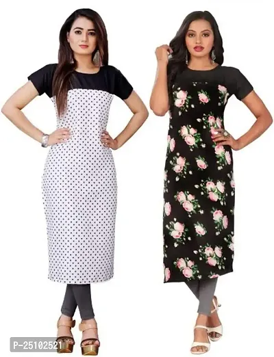 The Orange Shopee Presents Women's Crepe Printed Straight Kurti (Pack of 2)_ CBI02_07_White_M-thumb0