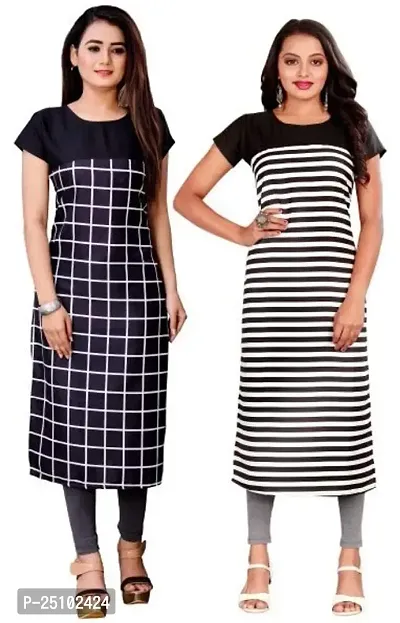 The Orange Shopee Presents Women's Crepe Printed Straight Kurti (Pack of 2)_ CBI02_05_Black_XXL-thumb0