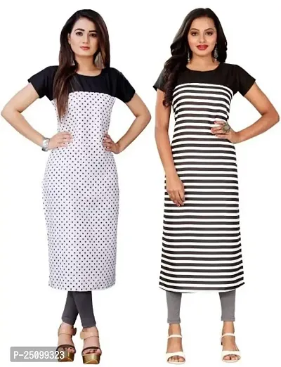 The Orange Shopee Presents Women's Crepe Printed Straight Kurti (Pack of 2)_ CBI02_12_Black_XXL