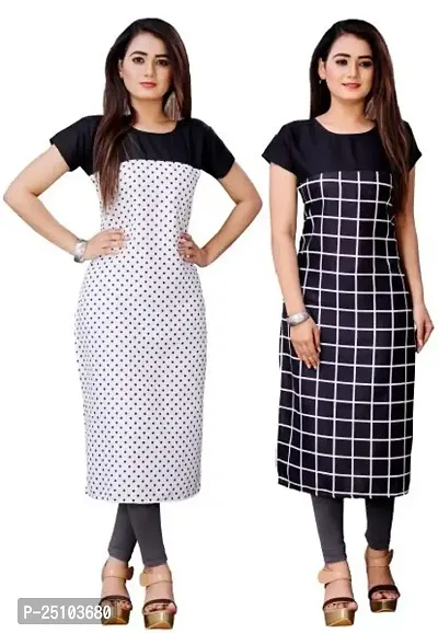 The Orange Shopee Presents Women's Crepe Printed Straight Kurti (Pack of 2)_ CBI02_08_White_L-thumb0