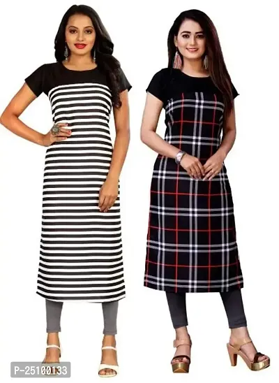 The Orange Shopee Presents Women's Crepe Printed Straight Kurti (Pack of 2)_ CBI02_13_Black_L-thumb0