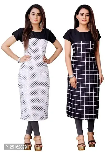 The Orange Shopee Presents Women's Crepe Printed Straight Kurti (Pack of 2)_ CBI02_08_White_M-thumb0