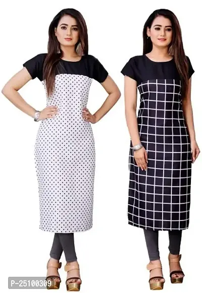 The Orange Shopee Presents Women's Crepe Printed Straight Kurti (Pack of 2)_ CBI02_08_White_XL