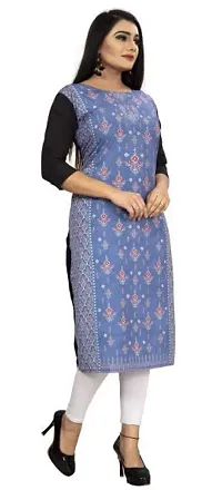 The Orange Shopee Presents Women's Crepe Printed Straight Kurti (Multi Colour)-thumb1