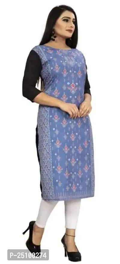 The Orange Shopee Presents Women's Crepe Printed Straight Kurti (Multi Colour)-thumb2