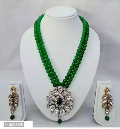 Stylish Green Alloy Cubic Zirconia Jewellery Set For Women