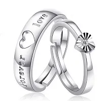 NILUS Women's Heart Design Silver Plated Zinc, Alloy Couple Ring-thumb2