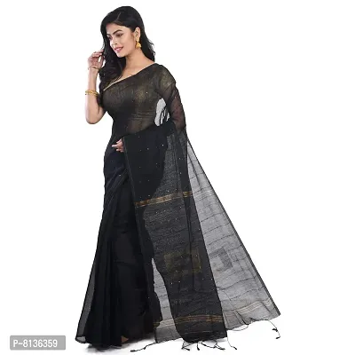 NILUS Soft Cotton Sequence Box Handloom Saree For Women (Color : Black)-thumb3