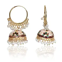 Beautiful White Brass Beads Jhumkas Earrings For Women-thumb1