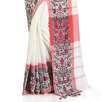 NILUS Soft Pure Cotton Khadi Handloom Saree (Begumpuri Design) (White, Red)-thumb4