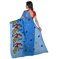 NILUS Cotton-Silk Traditional and Gorgeous Peacock Design Handloom Saree with Blouse Piece For Women/Girls (Parties/Pooja/Festival) (Blue)-thumb4