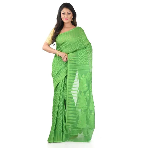 NILUS Cotton Soft Minakari Dhakai Jamdani Saree With Resham Fabric For Womens