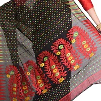 NILUS Self Design Hazarbooti Dhakai Jamdani Cotton Silk Saree (Red, Black)-thumb3