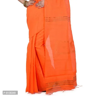 NILUS Soft Cotton Blend Sequence Box Handloom Saree For Women (Color : Orange)-thumb5