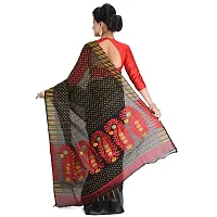 NILUS Self Design Hazarbooti Dhakai Jamdani Cotton Silk Saree (Red, Black)-thumb1