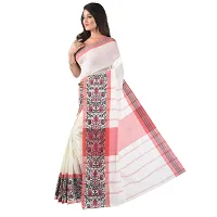 NILUS Soft Pure Cotton Khadi Handloom Saree (Begumpuri Design) (White, Red)-thumb2