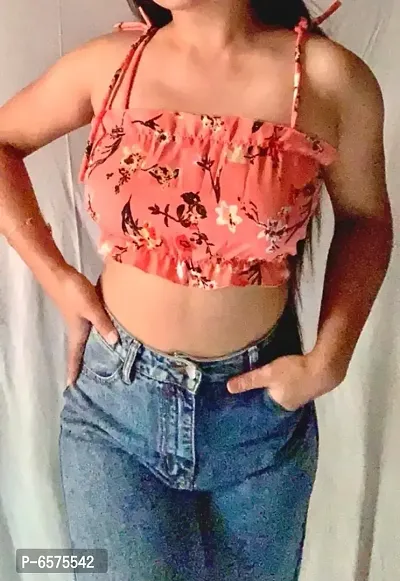 Floral strappy crop top-thumb0