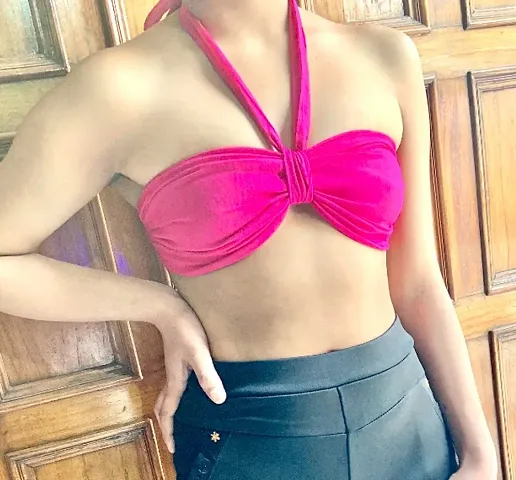 Pink halter neck bikini top