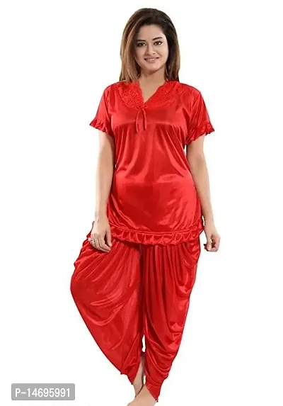 Elegant  Silk Solid Nighty For Women-thumb0