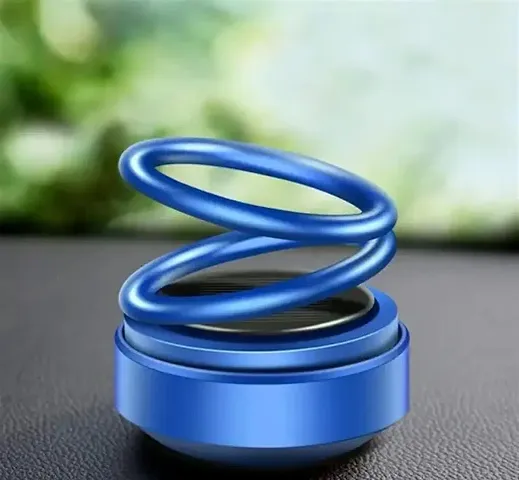 CARIZO Solar Dashboard Idol Ring Car Decoration Air Freshener Automatic 360 Degree Solar Rotating Perfume Double Ring - Blue