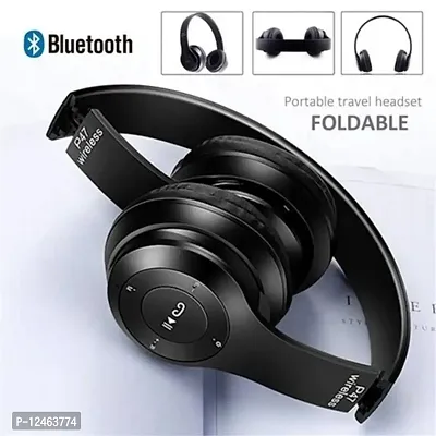 P-47 Wireless Bluetooth Portable Sports Headphones with Microphone Feature, Stereo FM, Memory Card Support, Compatible with All Android  iOS Device-thumb2