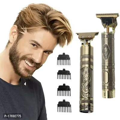 Vintage T9 Trimmer for Men Hair Zero Gapped Clipper Professional Cordless Haircut Electric USB Charging Beard Trimmer for Men Wireless Rechargeable Personal Hair Men Grooming Beard Liner, Gold
