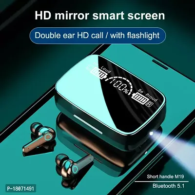Hot Selling M19 TWS Bluetooth 5.0 Wireless In Ear Earbuds Touch Waterproof LED Digital Display Bluetooth Headset (Black, True Wireless)-thumb0