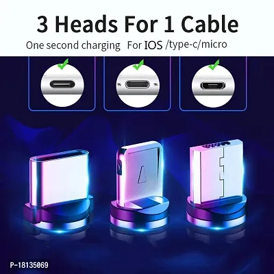 Multi Charging Cable 3 In 1 Nylon Braided Fast Charging Cord Magnetic Charger Usb Cable Compatible For Iphone Micro Usb Type C Mobile Phone Cable Fast Charging Magnet Charger Usb Wire Cord-thumb4