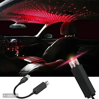 Car USB Atmosphere Ambient Star Projector Night Light Car Interior LED Decorative Lights Adjustable Romantic Car Roof Light Red Color-thumb0