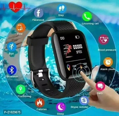 Smart Watch for Men  Women - ID116 Latest Bluetooth Phone Watch 1.3 LED with Daily Activity Tracker, Heart Rate Sensor, BP Monitor, Sports Watch for All Boys  Girls - Black-thumb0