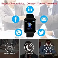 M1 ID116 Bluetooth Smart Watch for Boys Android  iOS Devices Touchscreen Fitness Tracker for Men Women, Kids Activity with Step Counting Waterproof - Black-thumb1