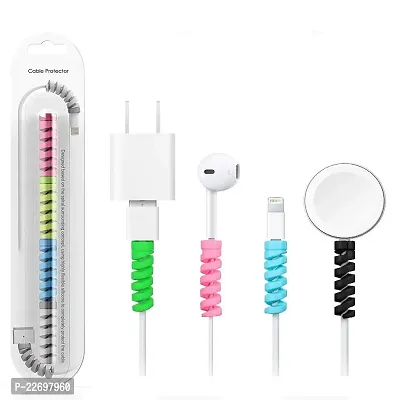 Taken Spiral Charger Cable Protector Data Cable Saver Charging Cord Protective Cable Cover 4 PC's-thumb0