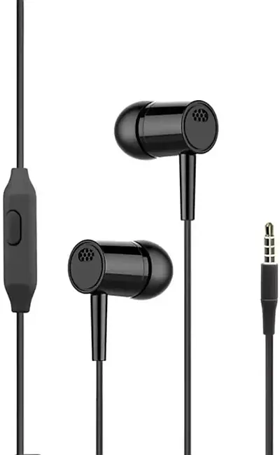 SF PRINTZ Color Wired Earphones Full Base with Mic and Stereo Sound for Mobile Phone, Laptop, Tablet (Black)