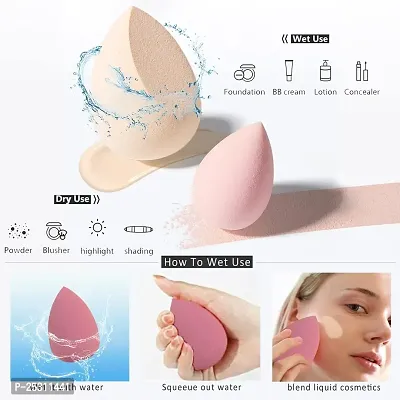 Beauty Blender 3 Pcs with Storage Box Makeup Sponges, Beauty Tools Women Professional Sponges Accessories Cosmetic Puff with Box Foundation Powder Sponge Dry  Wet Use Color May Vary-thumb2