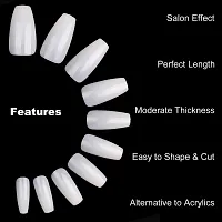 Scheibe 500 Pieces Professional/Personal Reusable French Long Acrylic False Fake Nails(White)-thumb1