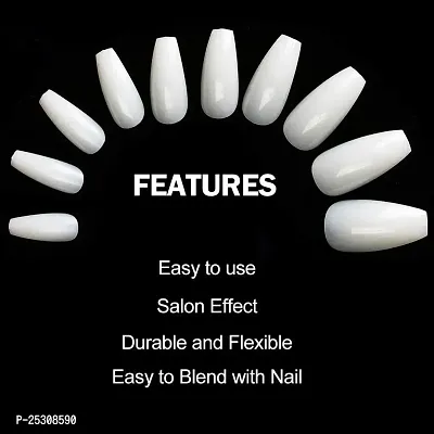 Scheibe Nails Tips 500 Pcs False Acrylic Fingernails Full Cover French Artificial Nails Tip 10 Sizes with 2 pcs Nail Glue (Natural)-thumb2