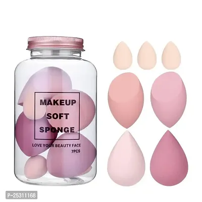 Makeup Sponge Set Beauty Blender with Egg Case, Soft Sponge For Liquid Foundation, Creams, and Powders Latex Free Wet and Dry Makeup (Multicolor 4 Big + 3 Mini -7 Pcs set)