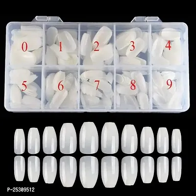 Scheibe 500 Pcs Acrylic Nail Tips, Fake Nails Artificial for Nail Salons and DIY Nail Art Manicure Tool with Box- Natural-thumb0