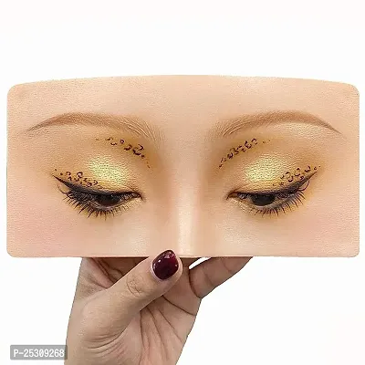 Scheibe Reusable 5D Eye Eyebrow Makeup Practice Board Bionic Silicone Tattoo Skin Pad Eyes Mannequin for Makeup Artist (Beige Tone)