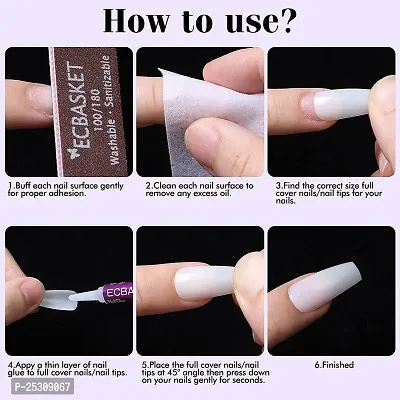 Scheibe 500 pics Style Fake Nail Art Full CoverABS Acrylic French Artificial Nail Tips (Extra White,Full Cover)-thumb3