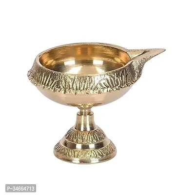 Vrinda Metal Art Kuber Diya with Stand (Size: 0) Akhand Brass Table Diya for Puja|Heavy Base Aarti Diya|Brass Deepak for Pooja Diwali Gift Item, Temple Decor, Home Mandir (5cm Height) ,(0.050 gram).-thumb0