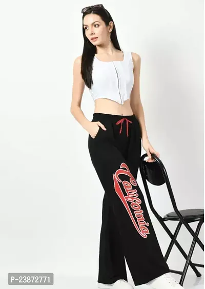 Elegant Black Cotton Solid Trousers For Women