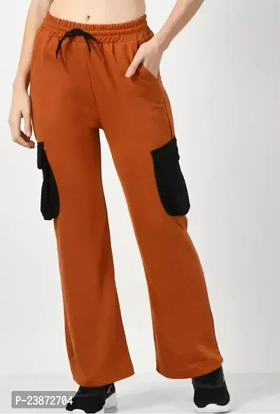 Elegant Brown Cotton Solid Trousers For Women-thumb0