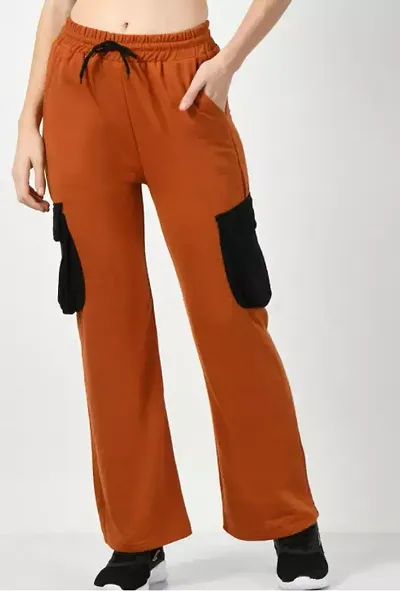 Elegant Terry Lycra Solid Trousers For Women