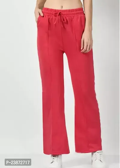 Elegant Red Cotton Solid Trousers For Women-thumb0