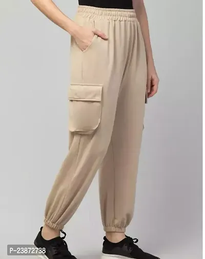 Elegant Off White Cotton Solid Trousers For Women