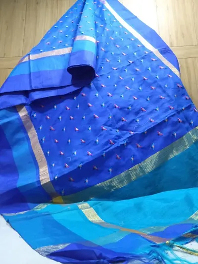 Handloom Art Silk Embroidered Saree with blouse piece.