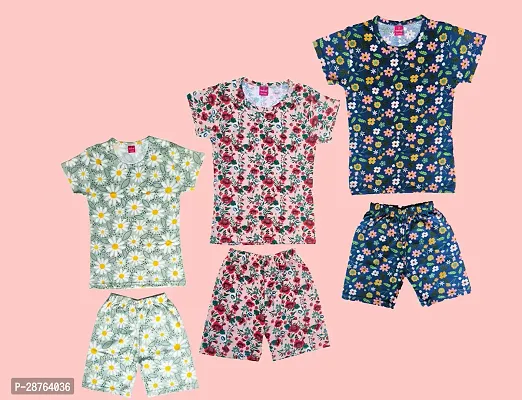 Stylish Cotton Printed Clothing Set For Girls - Pack Of 3