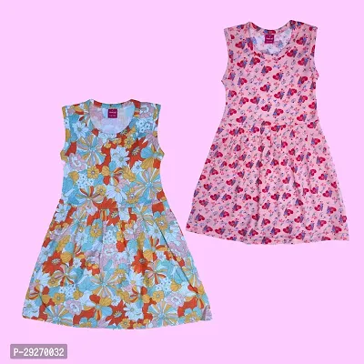 Stylish Multicoloured Cotton Printed Frocks Combo Of 2