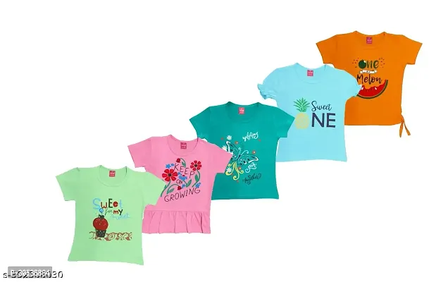 Girls Fancy Design T-shirt (Pack of 5 )